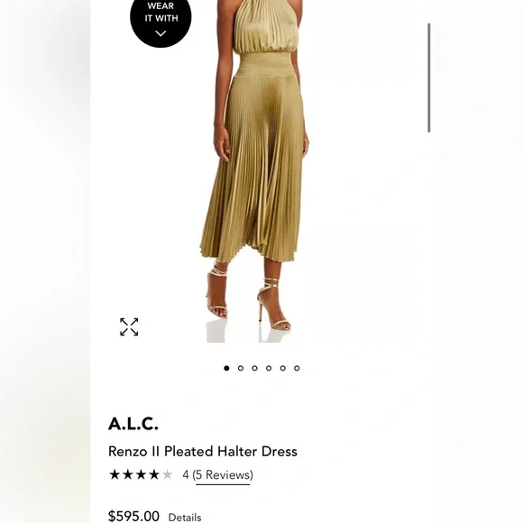 slim fit dress slacks A.L.C. Delfina Pleated One-Shoulder Gown